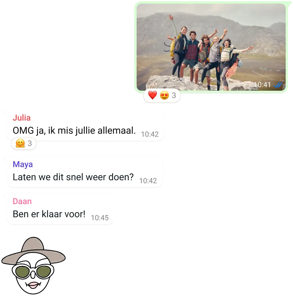 Групповой чат WhatsApp с фотографиями и сообщениями