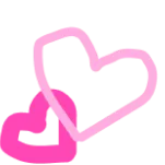 overlay-tekstfunctie in whatsapp die 2 roze hartjes weergeeft